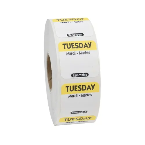 1X1 TRILINGUAL REMOVABLE LABELS TUESDAY YELLOW