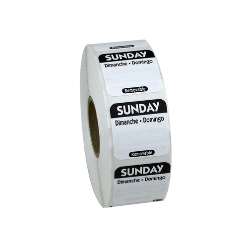 1X1 TRILINGUAL REMOVABLE LABELS SUNDAY BLACK