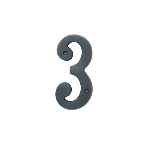 4 Inches Height Solid Brass House Number Number 3 Oil Rubbed Bronze