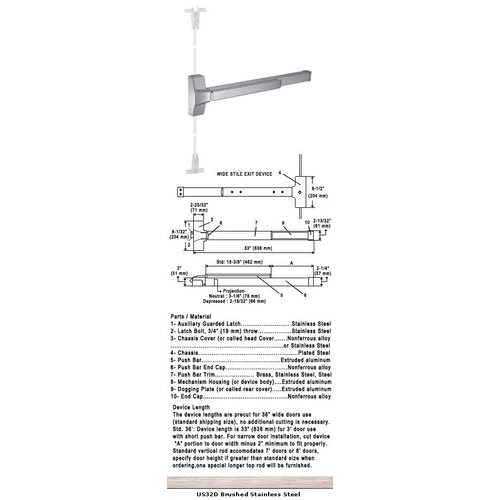 International Door Closers 8550F/8750FUS32D36 Grade 1 Fire Rated CVR