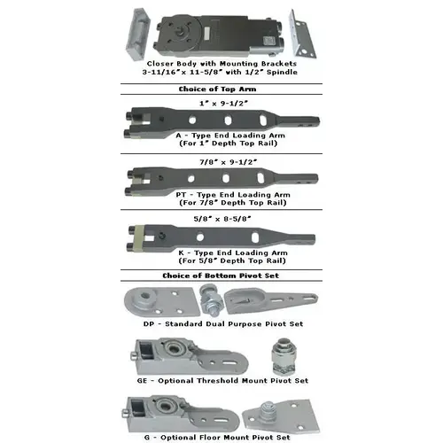 International 223 Light Concealed Overhead Closer Kit - E Arm 90 NHO