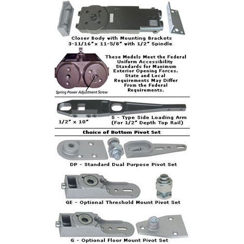 ANSI Grade 1 Adjustable 5lb.+ ADA OH Closer Kit - Side Arm 105 NHO