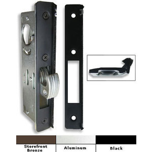 International Door Closers Fp 13 Bk International Radius Weatherstripped Hook Latch Deadlock Face Plate Anodized Black