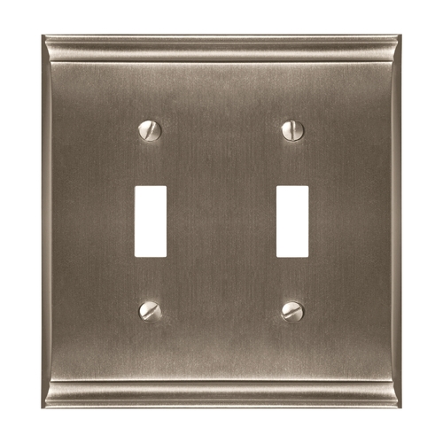 4-9/10" x 4-7/10" Candler Double Toggle Wall Plate Satin Nickel Finish
