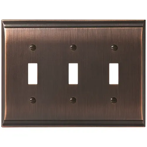 4-9/10" x 6-1/2" Candler Triple Toggle Wall Plate Oil Rubbed Bronze Finish