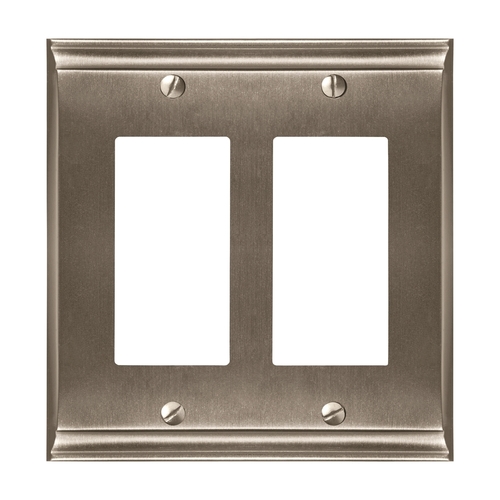 7-3/10" x 4-3/4" Candler Double Rocker Wall Plate Satin Nickel Finish