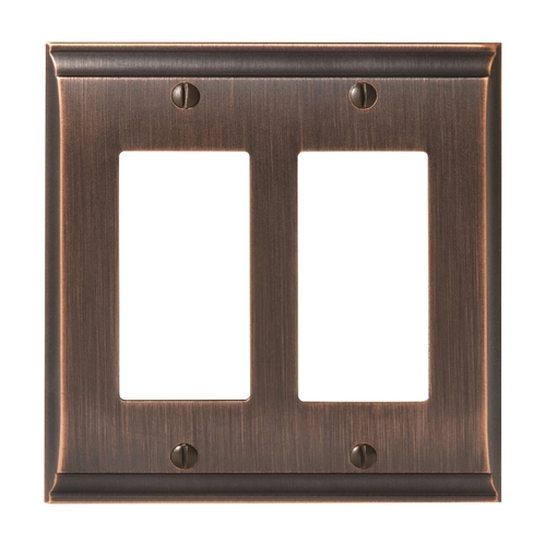 7-3/10" x 4-3/4" Candler Double Rocker Wall Plate Oil Rubbed Bronze Finish