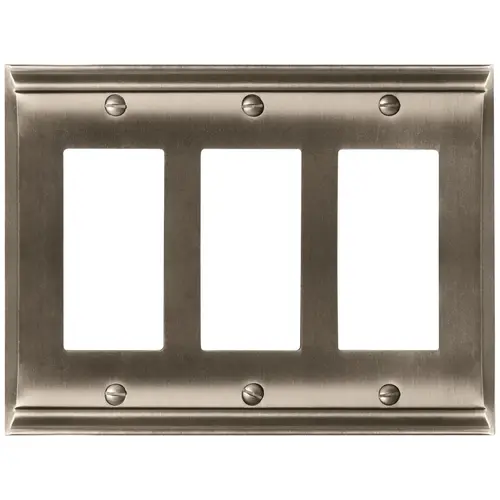 8-3/10" x 6-3/10" Candler Triple Rocker Wall Plate Satin Nickel Finish