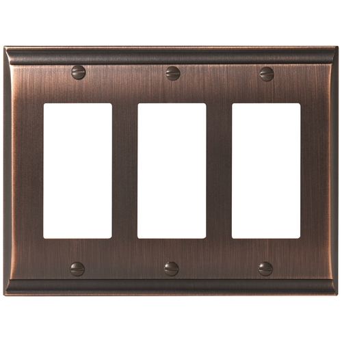 8-3/10" x 6-3/10" Candler Triple Rocker Wall Plate Oil Rubbed Bronze Finish