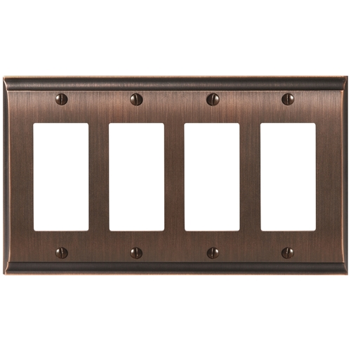 9-17/20" x 6-3/10" Candler Quad Rocker Wall Plate Oil Rubbed Bronze Finish
