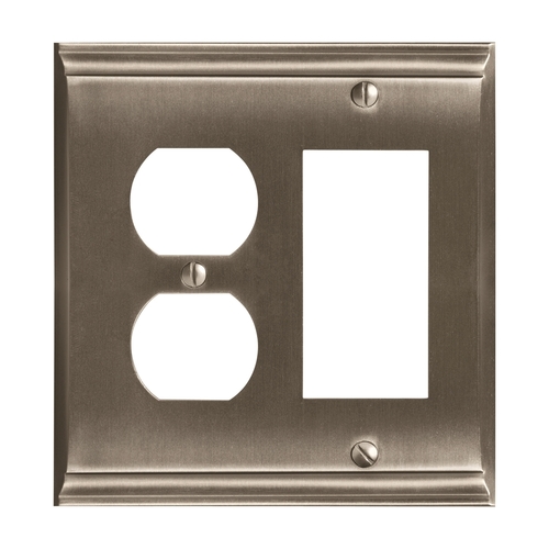 8-3/10" x 6-3/10" Candler Outlet and Rocker Wall Plate Satin Nickel Finish