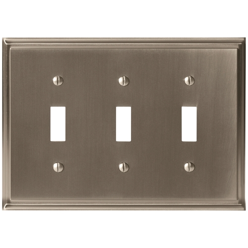 8-3/10" x 6-3/10" Mulholland Triple Toggle Wall Plate Satin Nickel Finish