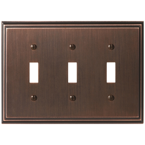 8-3/10" x 6-3/10" Mulholland Triple Toggle Wall Plate Oil Rubbed Bronze Finish