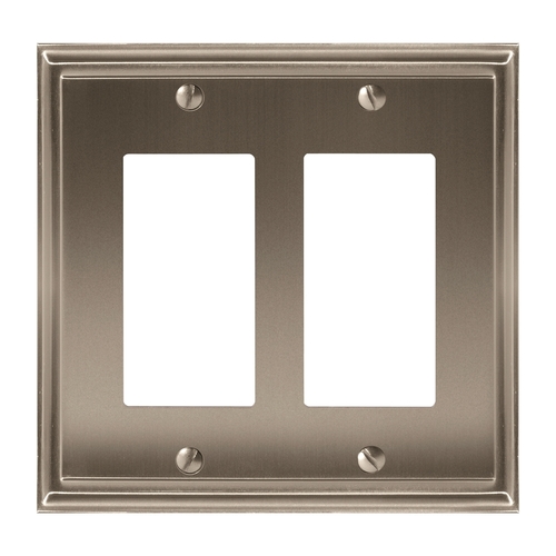 7-3/10" x 4-3/4" Mulholland Double Rocker Wall Plate Satin Nickel Finish