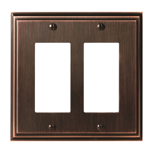 7-3/10" x 4-3/4" Mulholland Double Rocker Wall Plate Oil Rubbed Bronze Finish