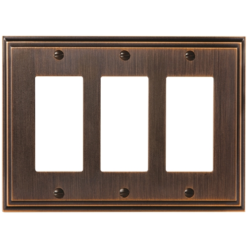 7-3/10" x 4-3/4" Mulholland Triple Rocker Wall Plate Oil Rubbed Bronze Finish