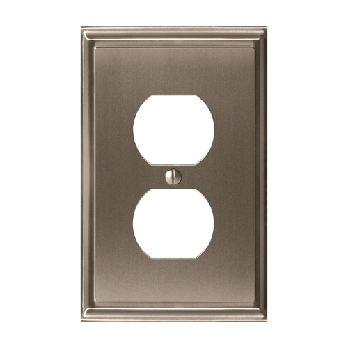 Amerock BP36522G10 8-3/10" x 6-3/10" Mulholland Single Outlet Wall Plate Satin Nickel Finish