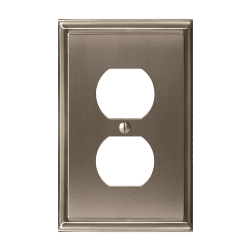 8-3/10" x 6-3/10" Mulholland Single Outlet Wall Plate Satin Nickel Finish