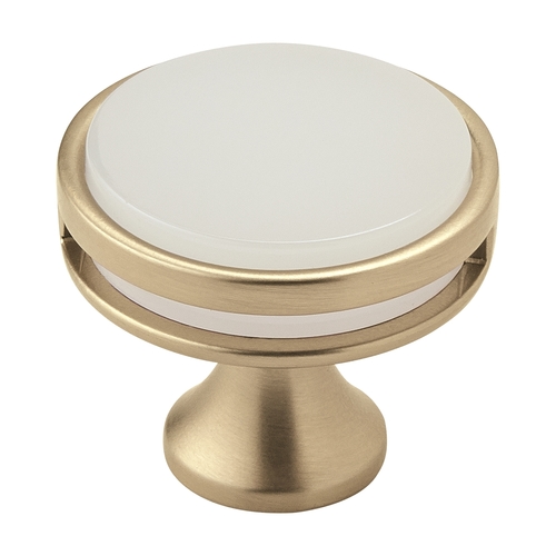 1-3/8" (35 mm) Diameter Frosted Acrylic Oberon Cabinet Knob Golden Champagne Finish