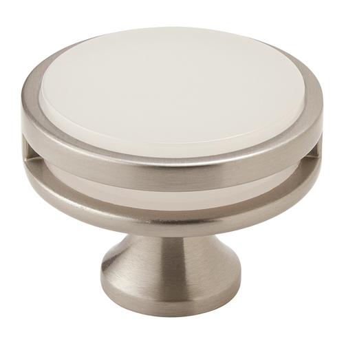 1-3/4" (44 mm) Diameter Frosted Acrylic Oberon Cabinet Knob Satin Nickel Finish