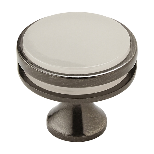 1-3/8" (35 mm) Diameter Frosted Acrylic Oberon Cabinet Knob Gunmetal Finish