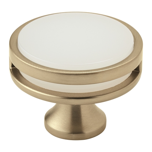 1-3/4" (44 mm) Diameter Frosted Acrylic Oberon Cabinet Knob Golden Champagne Finish