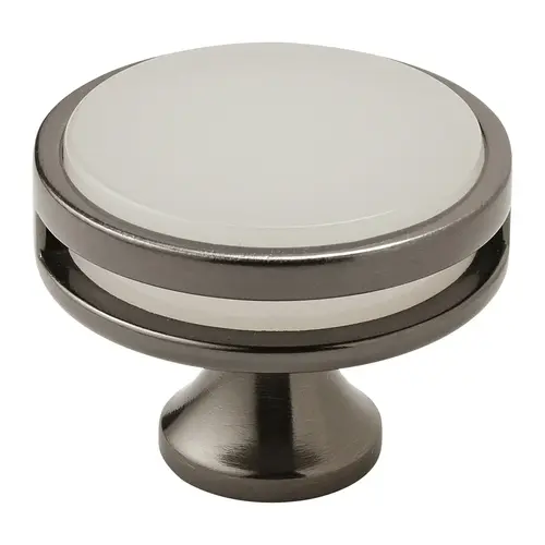 1-3/4" (44 mm) Diameter Frosted Acrylic Oberon Cabinet Knob Gunmetal Finish