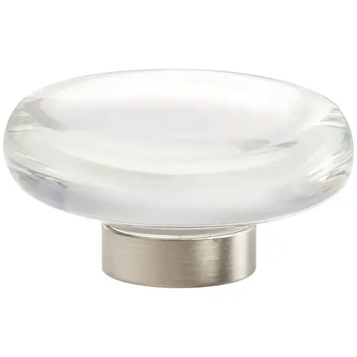 1-3/4" (44 mm) Flat Glacio Crystal Cabinet Knob Satin Nickel Finish