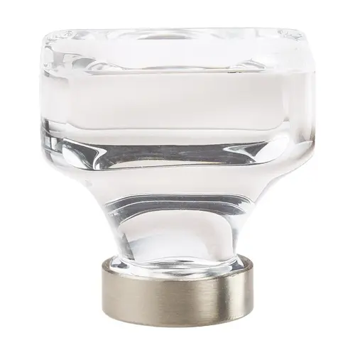 1-3/8" (35 mm) Square Glacio Crystal Cabinet Knob Satin Nickel Finish