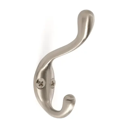 Medium Coat and Hat Hook Satin Nickel Finish