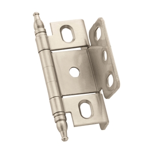 3/4" (19 mm) Full Inset Full Wrap Minaret Tip Cabinet Hinge Satin Nickel Finish