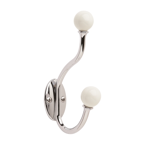 Amerock H55469W26 Contemporary Coat and Hat Hook White / Chrome Finish