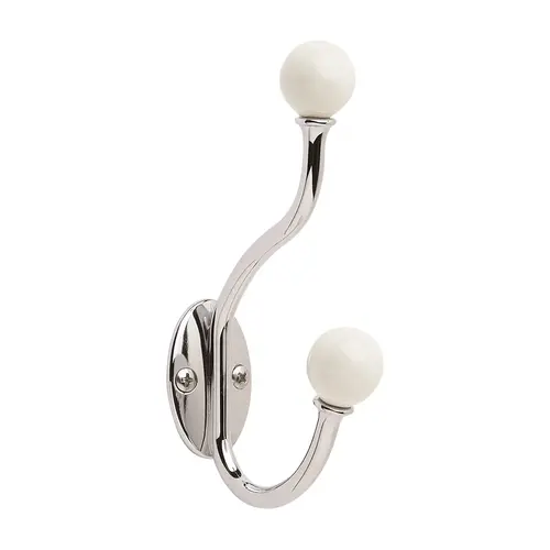 Contemporary Coat and Hat Hook White / Chrome Finish