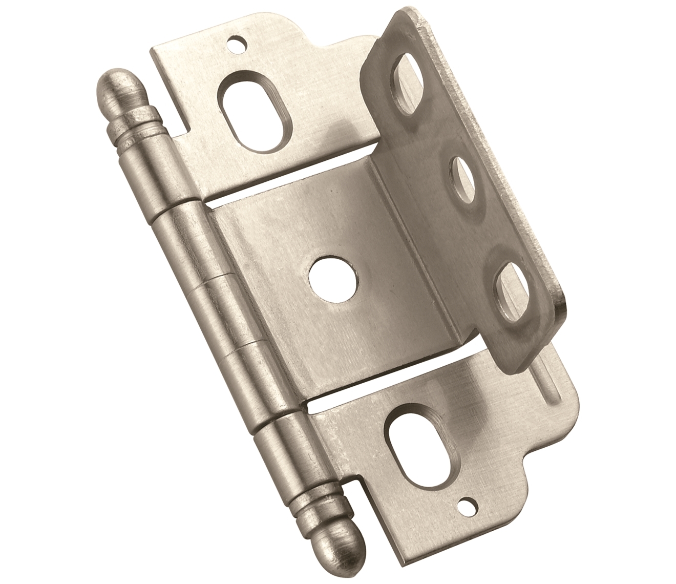 Amerock PK3180TBG10 3/4" (19 mm) Full Inset Partial Wrap Ball Tip Cabinet Hinge Satin Nickel Finish