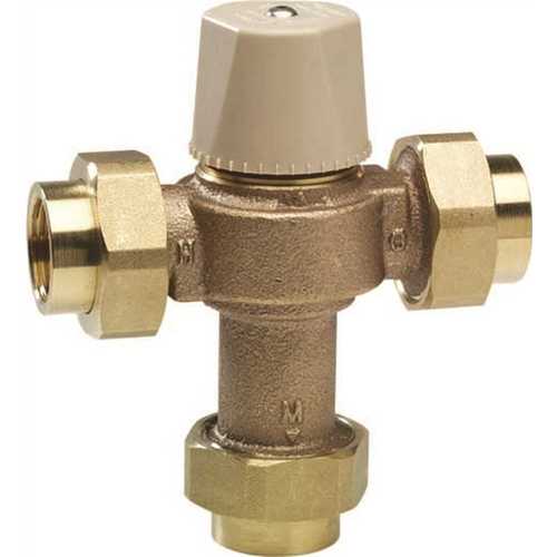 ECAST THERMOSTATIC MIXING VALVE WITH CHECK VALVES AND FILTER SCREENS TO PROTECT AGAINST SCAULDING
