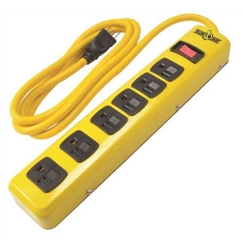6 ft. 6-Outlet Metal Heavy-Duty Power Strip with On/Off Switch