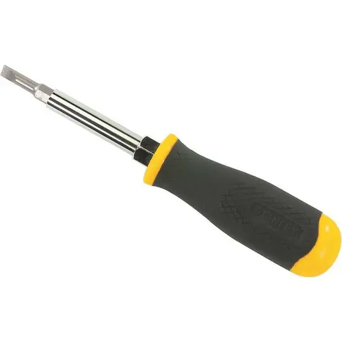 Stanley 68-012 6-Way Screwdriver Chrome Shank, Gray Bits, Black, Yellow Handle