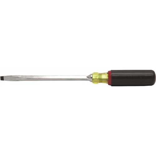 3/8 in. x 8 in. Square Bar with Bolster Chrome Shank, Black, Red, Yellow Handle