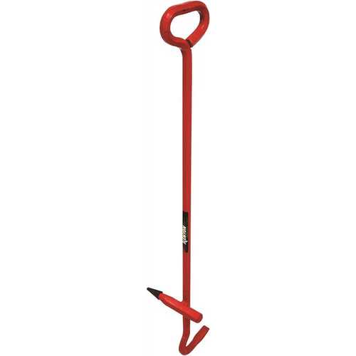 BULLHEAD ALL STEEL MANHOLE COVER LIFTER, 36 IN., WITH DIG OUT SPIKE Red