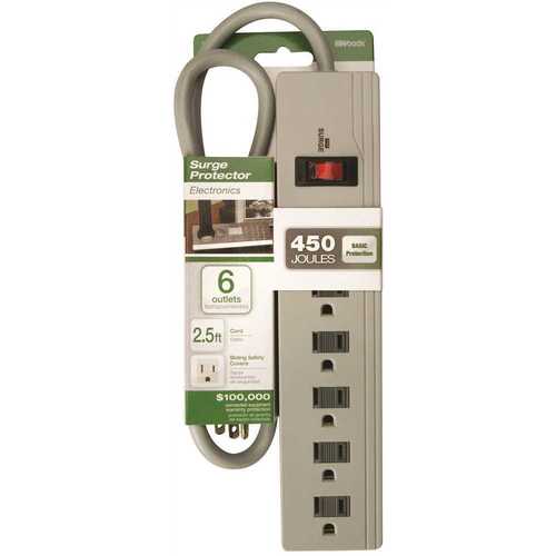 450-Joule 4-Foot Surge Protector with 6-Outlets and 2.5-Foot Cord IGNORE-No existing value