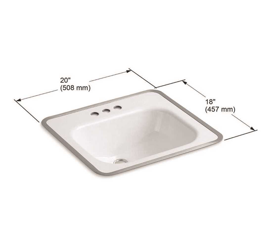 Kohler K 2890 4 0 Tahoe Drop In Cast Iron Bathroom Sink In White