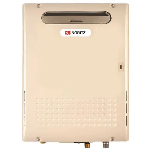 180,000 BTU 9.8 GPM Residential Outdoor Condensing Front Exhaust Natural Gas Tankless Water Heater Beige/Bisque