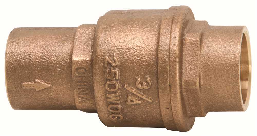 HAMMOND VALVE CORPORATION UP1548T-34 VALVE SPRING LOADED IN LINE CHECK VALVE, BRASS 3/4 IN. SWEAT, LEAD FREE