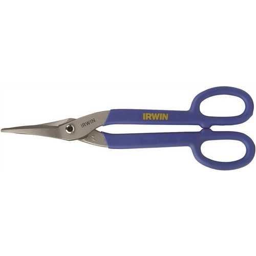 Tinner Snip, 12-3/4 in OAL, 2-3/4 in L Cut, Curved, Straight Cut, Steel Blade, Double-Dipped Handle