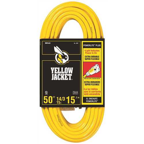 50 ft. 14/3 SJTW Outdoor Medium-Duty Extension Cord with Power Light Plug
