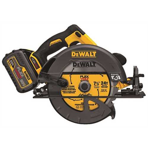 FLEXVOLT 60-Volt MAX Lithium-Ion Cordless Brushless 7-1/4 in. Circular Saw with (2) Batteries 2Ah, Charger and Case Yellow