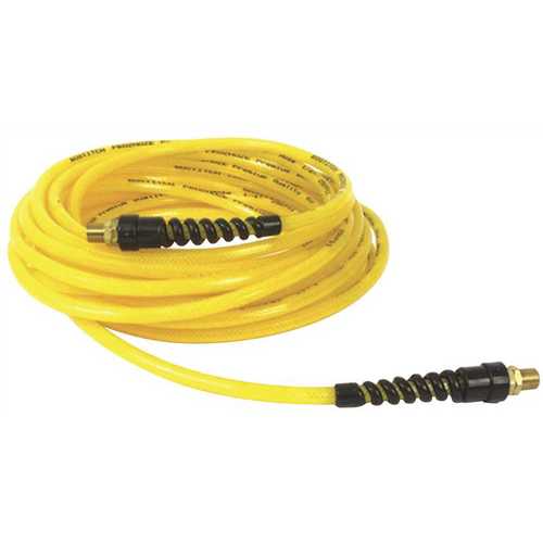 Air Hose, 1/4 in OD, 100 ft L, 300 psi Pressure, PVC/Rubber, Yellow