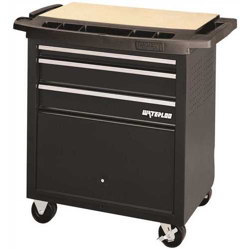3 DRAWER ROLLING PROJECT CENTER WITH BULK BIN, BLACK