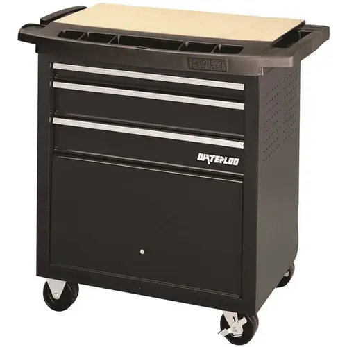 WATERLOO INDUSTRIES SP-PC3BK 3 DRAWER ROLLING PROJECT CENTER WITH BULK BIN, BLACK