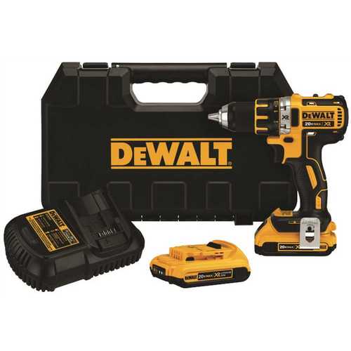 DEWALT DCD790D2 20-Volt Lithium-Ion 1/2 in. Cordless Brushless Compact Drill Black, Yellow